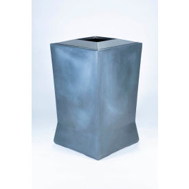 Trash Container w/ Open Top Lid, 39 Gal Cap., Gun Metal Satin