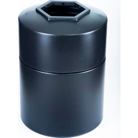 PolyTec Trash Container w/ Open Top Lid, 45 Gal Cap., Black