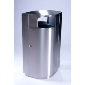 Precision Series Trash Container w/ Dome Lid, 40 Gal Cap., Stainless Steel