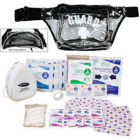 First Aid Supply Hip Pack with Mesh Drain, Clear, 49 Pieces