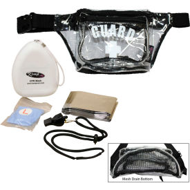 Hip Pack with Guard Logo & Mesh Drain, Clear, 5 Pieces