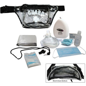 PPE Supply Hip Pack w/ Guard Logo & Mesh Drain, Clear, 7 Pieces