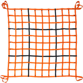 Commercial Grade Cargo Lifting Net, 7000 lb. Capacity, 10" Opening, 72"L x 72"W, Orange