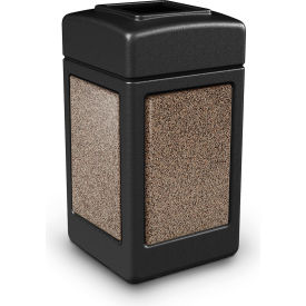 PolyTec Trash Container w/ Open Top Lid, 42 Gal Cap., Black