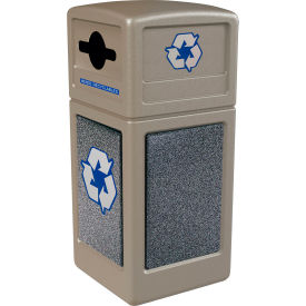 PolyTec Recycling Container w/ Pepperstone Panels, 42 Gallon Capacity, Green