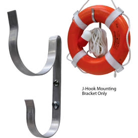 Ring Buoy J-Hook Mounting Bracket, Aluminium, Gray