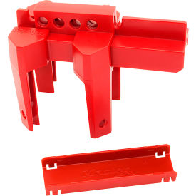4-Leg Quarter Turn Valve Lockout, Thermoplastic, 3" x 4", Red