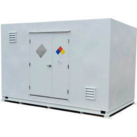 Hazmat Storage Building Locker, Non-Combustible, 168"W x 96"D x 108"H, White