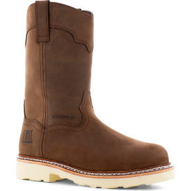 The Safety-Crafted Waterproof Wellington Work Boots, Steel Toe, Size 10W, 10"H, Brown