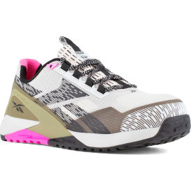 Nano X1 Adventure Athletic Work Shoes, Composite Toe, Size 9W, Silver/Army Green/Pink