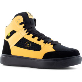 Evolve Skate Inspired High Top Work Shoes, Composite Toe, Size 10.5W, Black/Yellow