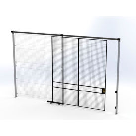Welded Wire Security Partition Slide Door, 8'W x 10'H, Black