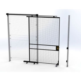 Welded Wire Security Partition Tunnel Slide Door, 5'W x 8'H, Black