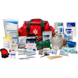 First Aid Responder Bag, Bleed Control, Airway Management, Up to 24 Persons, Red