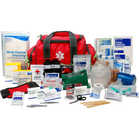Basic First Aid Responder Bag, Bleed Control & Airway Management, Up to 24 Persons, Red