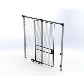 Welded Wire Security Partition Slide Door, 4'W x 8'H, Black