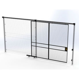 Welded Wire Security Partition Slide Door, 8'W x 8'H, Black