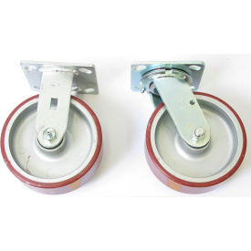 Swivel & Rigid Caster Set, Mold-On Polyurethane, 3000 lb. Capacity, 6" Dia., Pack of 4