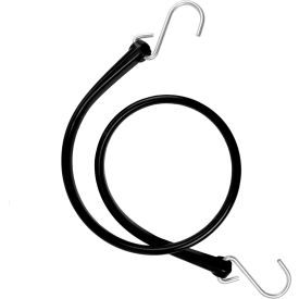 36" Industrial Grade Polyurethane Bungee Tarp Strap, Galvanized Steel Hooks - Black
