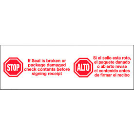 Carton Sealing Tape, Stop/Alto, 3" x 110 yds., Red/White