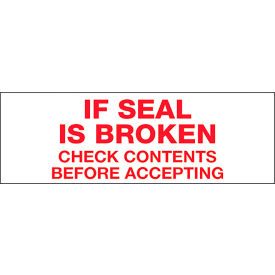 Carton Sealing Tape, If Seal Is Broken, 2" x 55 yds., Red/White