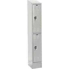 Ready-Built II 2-Tier 2 Door Locker, 12"W x 18"D x 84"H, Light Gray, Assembled