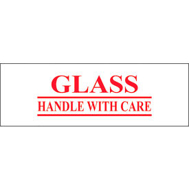 Carton Sealing Tape, Glass - Handle With Care, 2" x 55 yds., Red/White