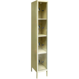4-Tier 4 Door Safety-View Plus Box Locker, 12"Wx15"Dx78"H, Tan, Assembled