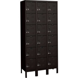 6-Tier 18 Door Locker, 36"W x 18"D x 78"H, Black, Assembled