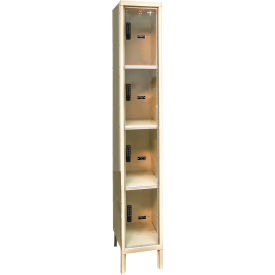 4-Tier 4 Door Safety-View Plus Locker, 12"W x 18"D x 78"H, Tan, Assembled