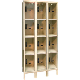 4-Tier 12 Door Safety-View Plus Locker, 36"W x 15"D x 78"H, Tan, Assembled
