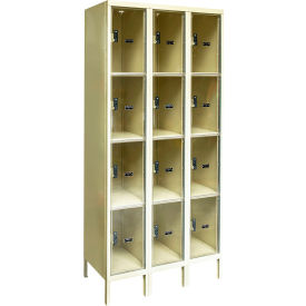 4-Tier 12 Door Safety-View Plus Box Locker, 12"Wx12"Dx78"H, Tan, Unassembled