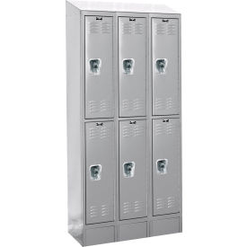 6 Door Locker, 36"W x 15"D x 83"H, Light Gray, Assembled