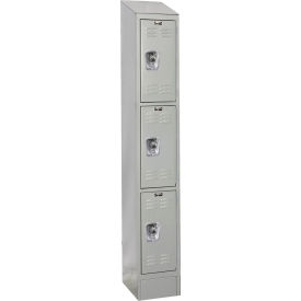 Hallowell Ready-Built II 3-Tier 3 Door Locker, 12"W x 12"D x 82"H, Light Gray, Assembled