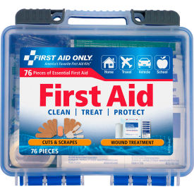 Everyday First Aid Kit, 50 Persons, 76 Pieces, OSHA Compliant, Plastic Case