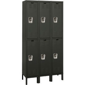 Ready-Built 2-Tier 6 Door Locker, 36"W x 15"D x 78"H, Black, Assembled