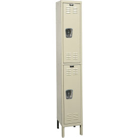 2-Tier 2 Door Premium Locker, 18"W x 21"D x 78"H, Tan, Assembled