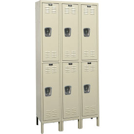 2-Tier 6 Door Premium Locker, 54"W x 21"D x 78"H, Tan, Assembled