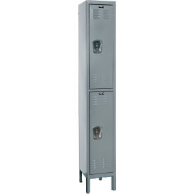 2-Tier 2 Door Premium Locker, 18"W x 18"D x 78"H, Dark Gray, Assembled