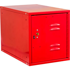 Cubix 1-Tier 1 Door Locker w/Built-In Key Lock, 12"W x 18"D x 12"H, Red, Unassembled