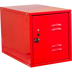 Cubix 1-Tier 1 Door Locker with Finger Pull Handle, 12"Wx18"Dx12"H, Red, Unassembled