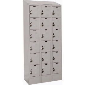 Ready-Built II 6-Tier 18 Door Locker, 36"W x 15"D x 83"H, Light Gray, Assembled