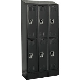 Ready-Built II 2-Tier 6 Door Locker, 36"W x 12"D x 82"H, Black, Assembled