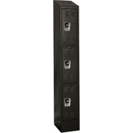3-Tier 3 Door Locker, 12"W x 12"D x 82"H, Black, Assembled