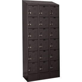 Ready-Built II 6-Tier 18 Door Locker, 36"W x 12"D x 82"H, Black, Assembled