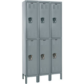 2-Tier 6 Door Premium Locker, 54"W x 21"D x 78"H, Dark Gray, Assembled