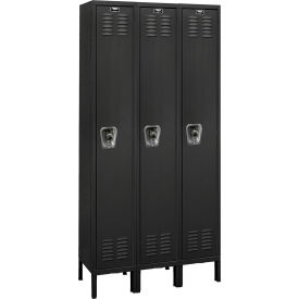 Ready-Built 1-Tier 3 Door Locker, 36"W x 12"D x 78"H, Black, Assembled