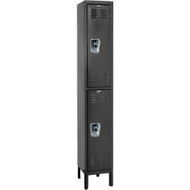Ready-Built 2-Tier 2 Door Locker, 12"W x 18"D x 78"H, Black, Assembled