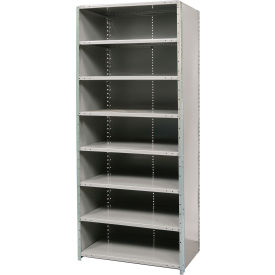 Hi-Tech Closed Stand Alone Shelving, 8 Shelves, 1100 lb Cap, 36"W x 12"D x 87"H, Dark Gray