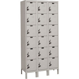 Ready-Built 6-Tier 18 Door Locker, 36"W x 15"D x 78"H, Light Gray, Assembled